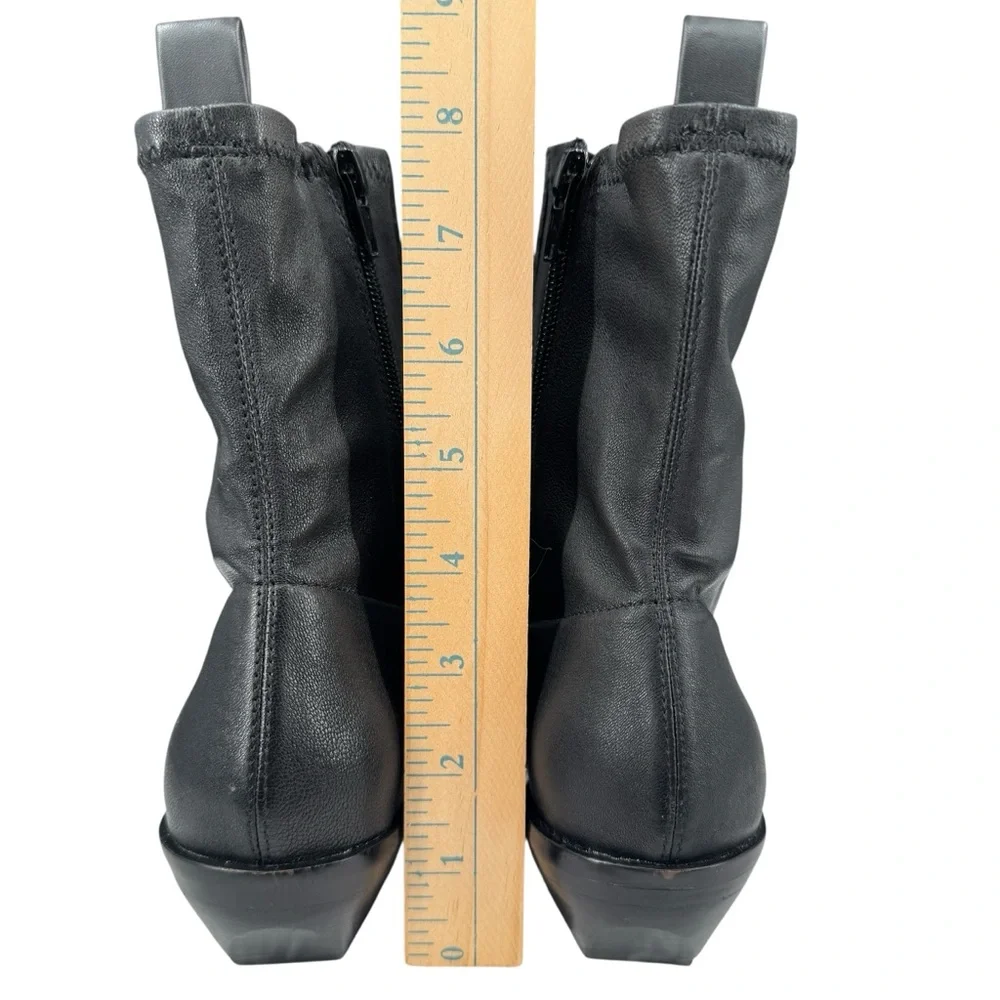 Madewell The Idris Stretch Ankle Leather Boot Size 7 Black
